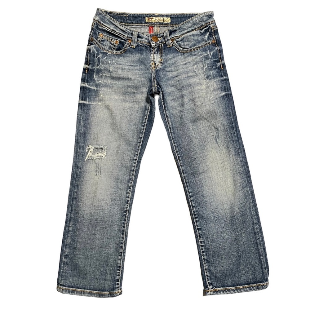 Buckle BKE Sarah Capri Jeans Womens 25 Distressed Casual Stretch Medium Wash